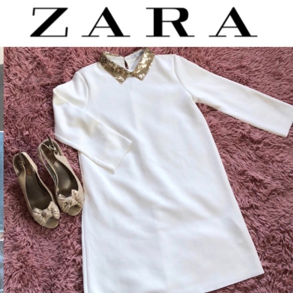 zara white sequin dress